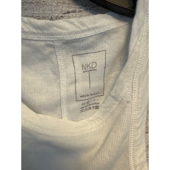 Nkd White Ribbed Cotton Tank Top Size XS - Picture 2 of 4